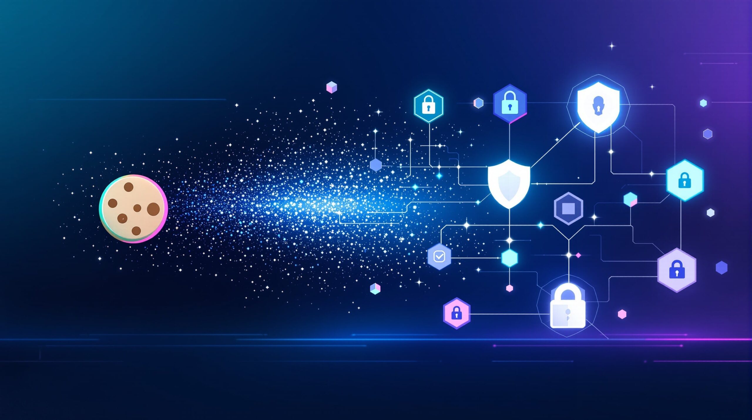 Professional digital marketing strategy illustration showing post-cookie marketing concepts including first-party data, contextual advertising, and privacy-first approaches for 2026